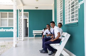 Rivaldo with his friends at school